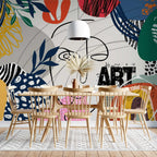 Colorful Art Abstract Wallpaper : Bold Line Shapes Mural - View 3
