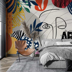 Colorful Art Abstract Wallpaper : Bold Line Shapes Mural - View 4