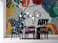 Colorful Art Abstract Wallpaper : Bold Line Shapes Mural