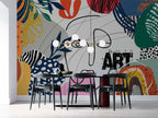 Colorful Art Abstract Wallpaper : Bold Line Shapes Mural