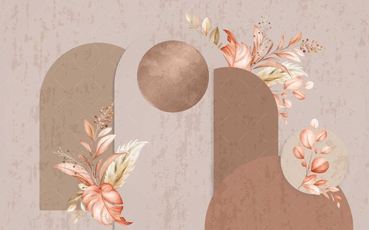 Copper Sun Arch Floral Wallpaper : Boho Geometric Mural - View 2
