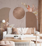 Copper Sun Arch Floral Wallpaper : Boho Geometric Mural - View 4