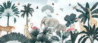 Elephant Tiger Safari Wallpaper : Tropical Jungle Kids Mural - View 2