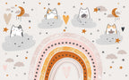 Rainbow Cats Clouds Wallpaper : Playful Kids Mural - View 2