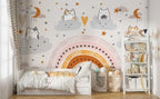 Rainbow Cats Clouds Wallpaper : Playful Kids Mural - View 3