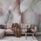 Soft Feather Wallpaper : Pale Grey Plume Mural - View 4