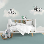 Panda Clouds Wallpaper : Sage Sky Kids Nursery Mural