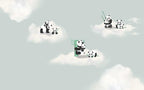 Panda Clouds Wallpaper : Sage Sky Kids Nursery Mural - flat design