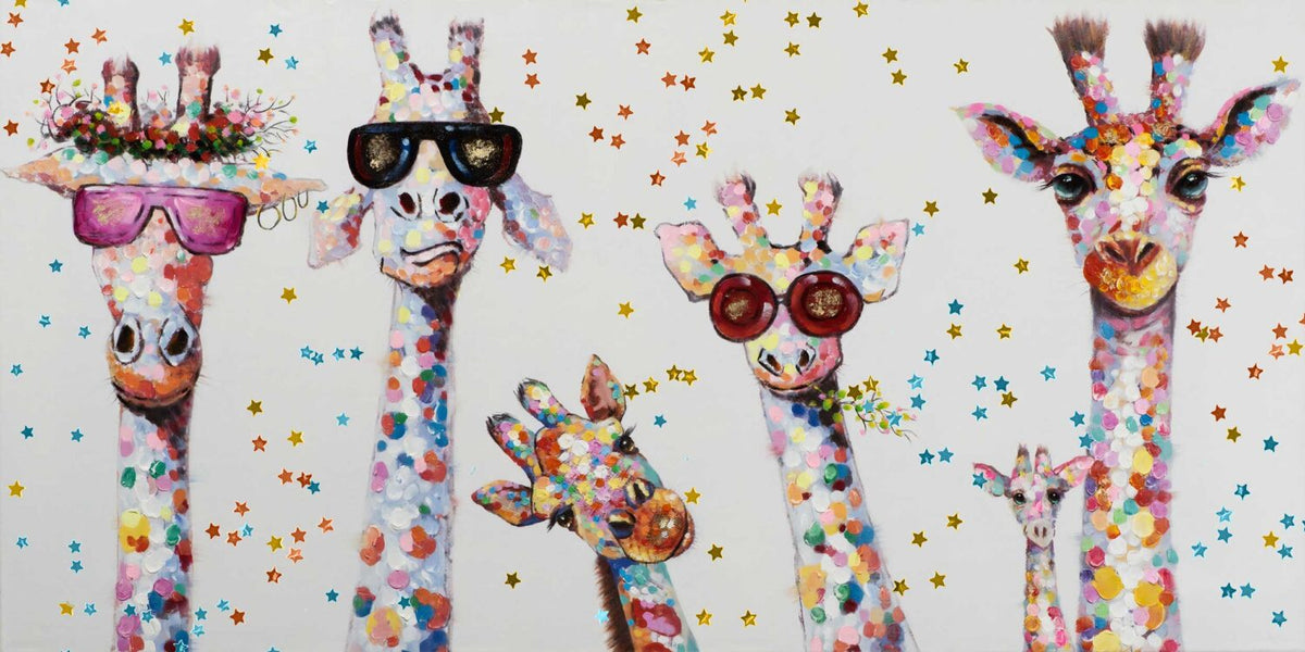 Colorful Giraffe Wallpaper : Confetti Sunglasses Giraffes Mural - flat design