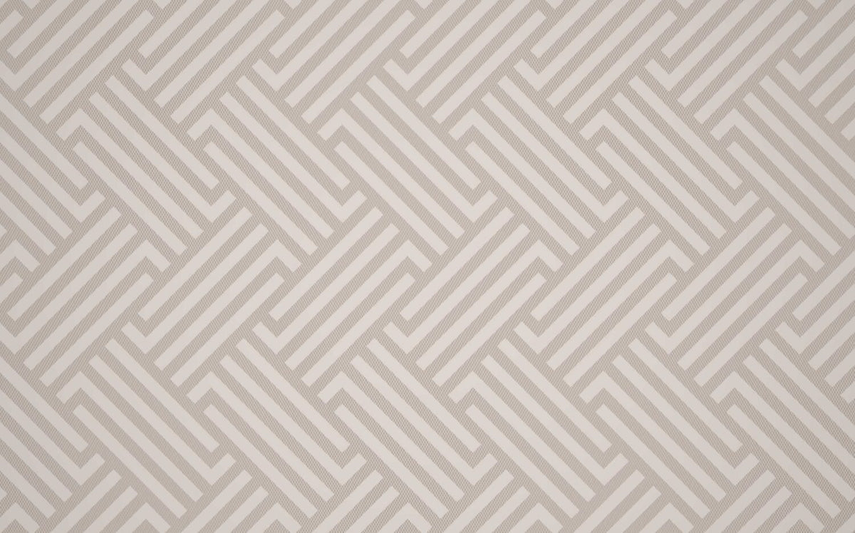 Beige Maze Geometric Wallpaper : Linear Labyrinth Pattern - View 2