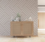 Beige Maze Geometric Wallpaper : Linear Labyrinth Pattern - View 4