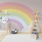 Pastel Rainbow Wallpaper : Soft Clouds Nursery Mural - View 4