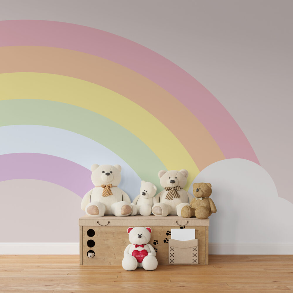 Pastel Rainbow Wallpaper : Soft Clouds Nursery Mural