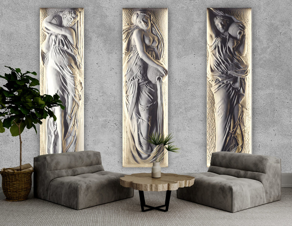 Marble Relief Wallpaper : Classical Draped Figure Panels Mural - View 3