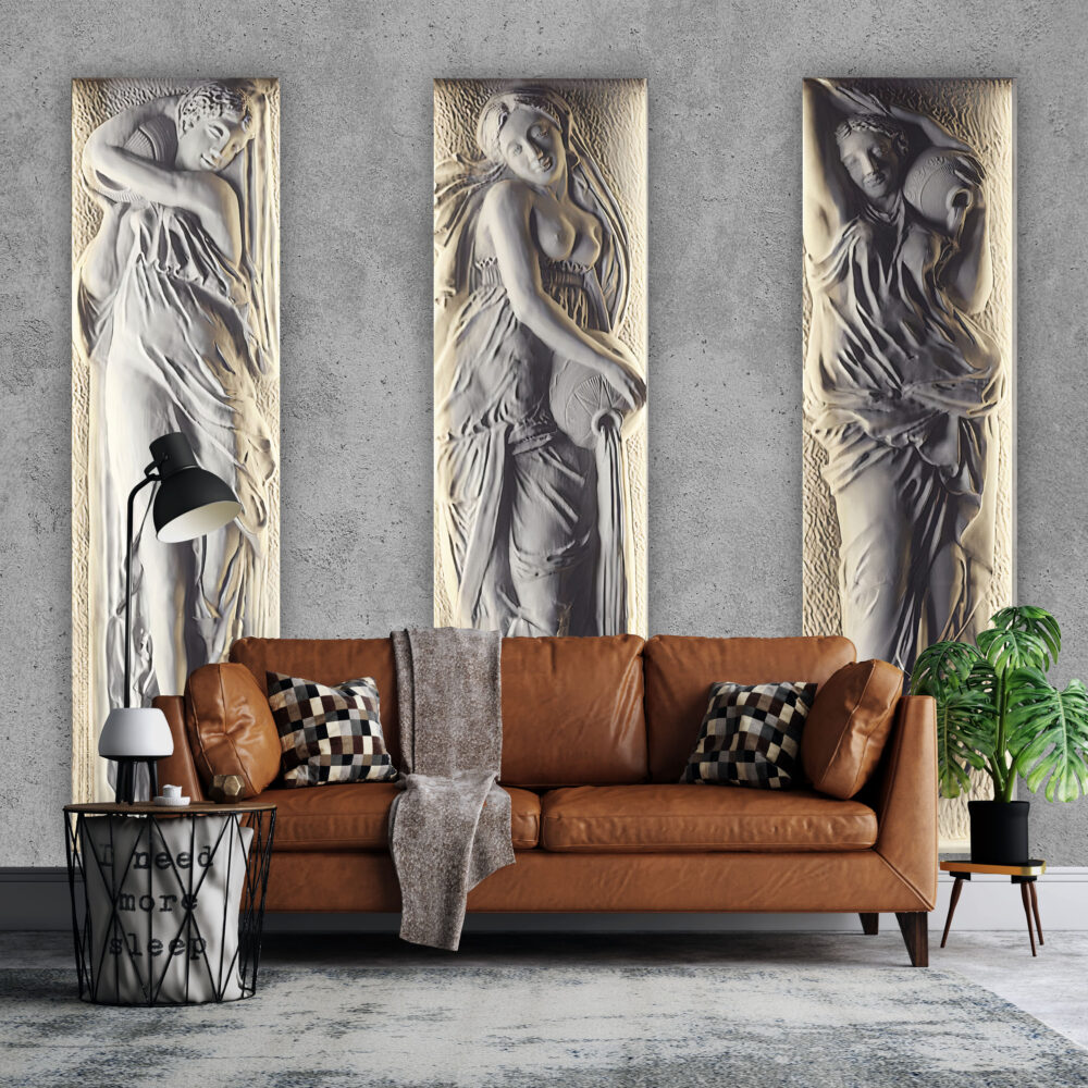 Marble Relief Wallpaper : Classical Draped Figure Panels Mural - View 5