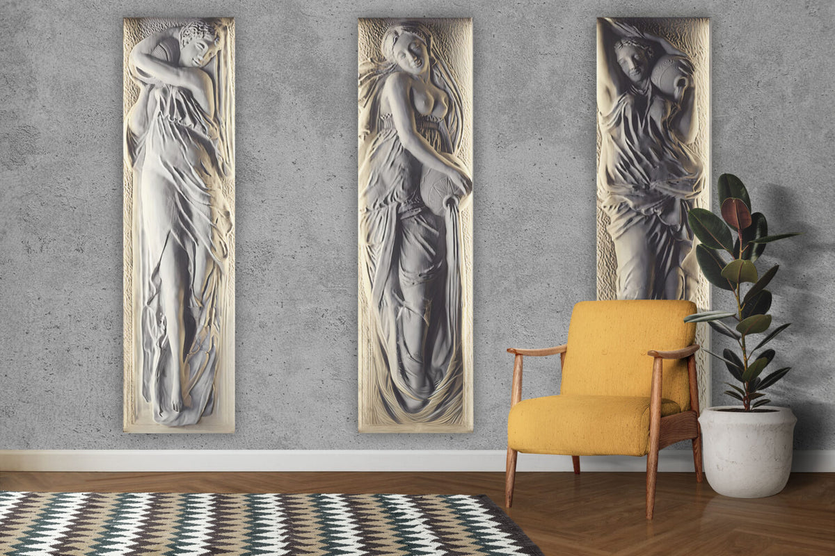 Marble Relief Wallpaper : Classical Draped Figure Panels Mural