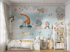 Animal Circus Wallpaper : Tightrope Bicycle Kids Mural