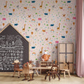 Minimal Safari Icons Wallpaper : Peach Kids Animal Pattern