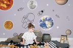 Little Astronaut Wallpaper : Planets And Stars Space Mural - View 4