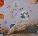 Little Astronaut Wallpaper : Planets And Stars Space Mural - View 3