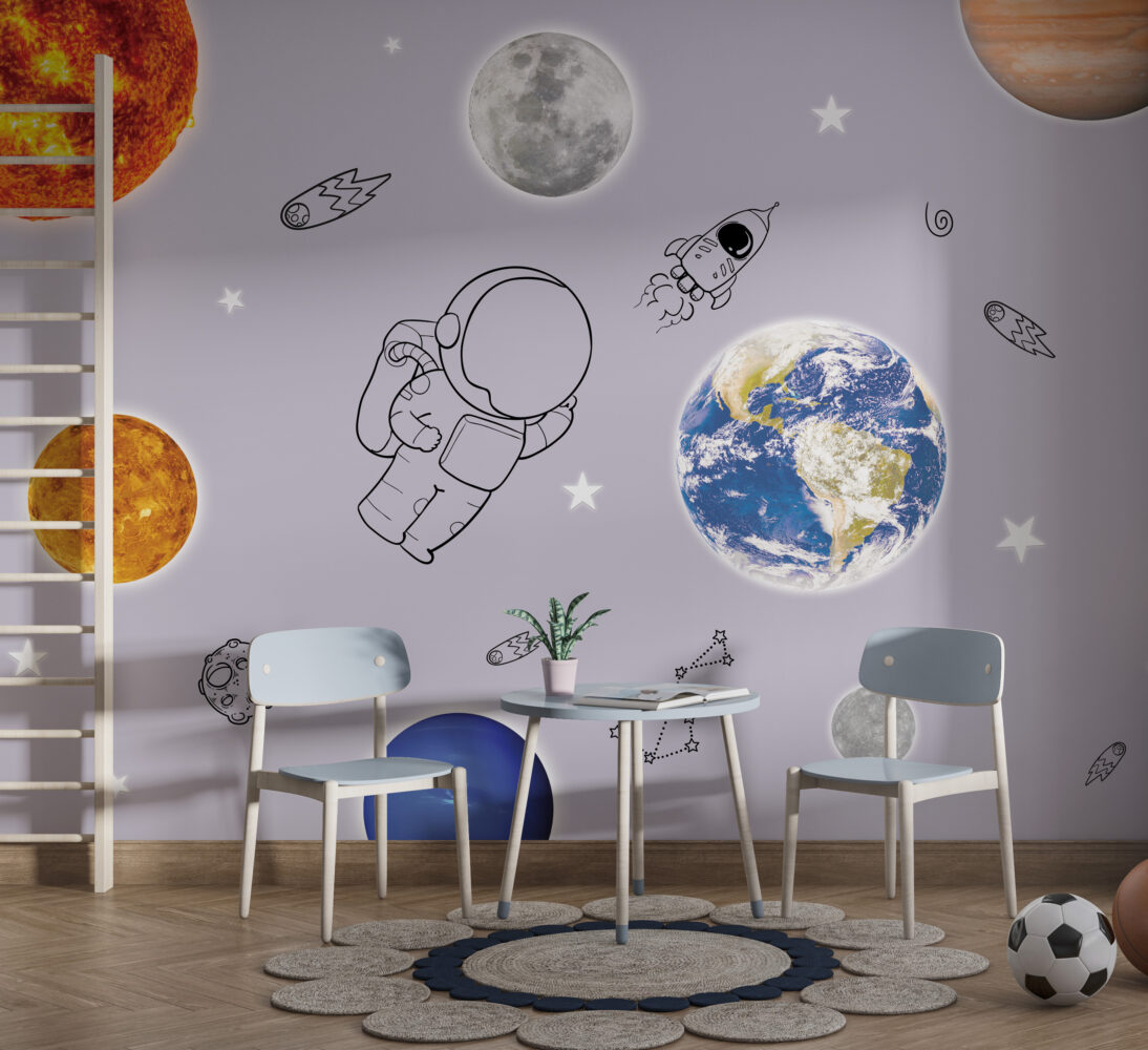 Little Astronaut Wallpaper : Planets And Stars Space Mural - View 5