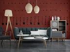 Terracotta Tribal Wallpaper : Abstract Geometric Mark Pattern - View 5