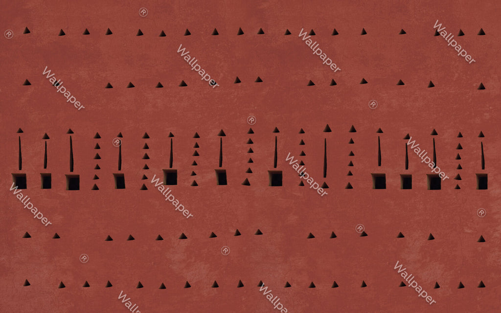 Terracotta Tribal Wallpaper : Abstract Geometric Mark Pattern - flat design