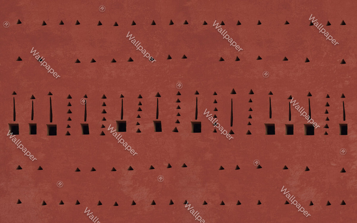 Terracotta Tribal Wallpaper : Abstract Geometric Mark Pattern - flat design