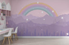 Purple Mountains Rainbow Wallpaper : Pastel Starry Kids Mural - View 4
