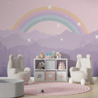 Purple Mountains Rainbow Wallpaper : Pastel Starry Kids Mural