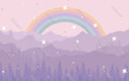 Purple Mountains Rainbow Wallpaper : Pastel Starry Kids Mural - flat design