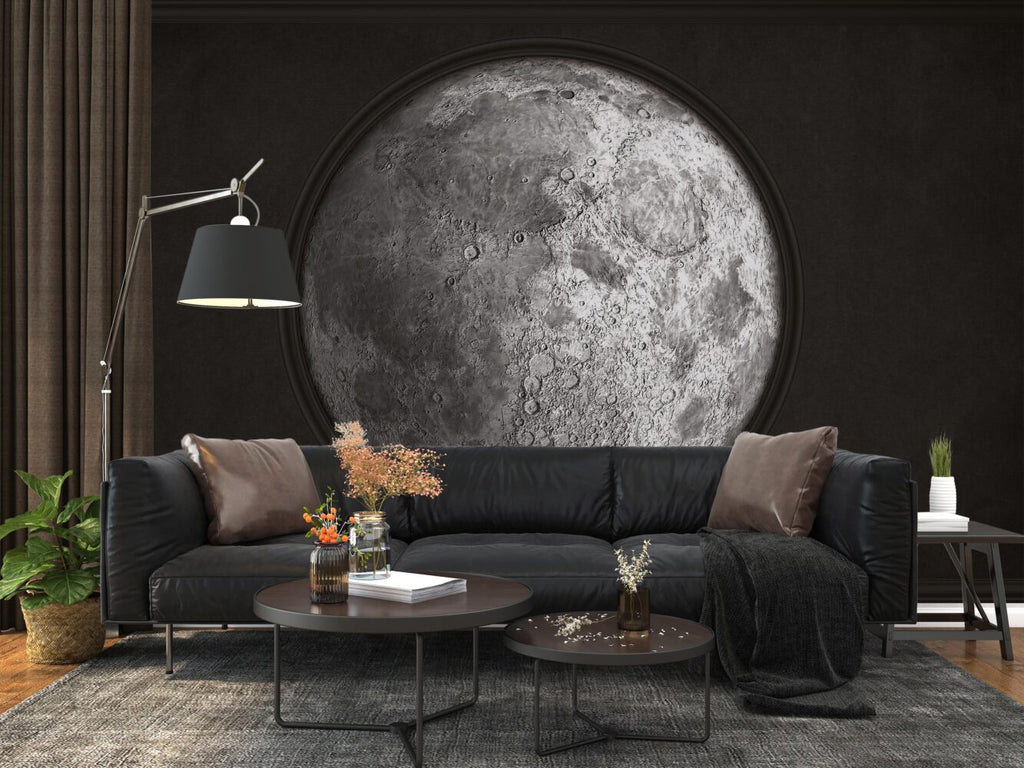 Full Moon Wallpaper : Realistic Lunar Surface Space Mural