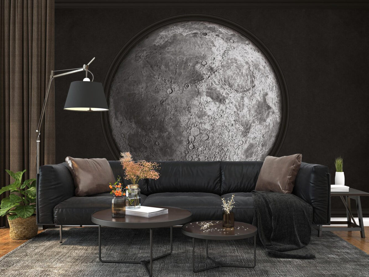 Full Moon Wallpaper : Realistic Lunar Surface Space Mural