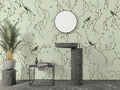 Green Cherry Blossom Bird Wallpaper : Chinoiserie Branch Pattern