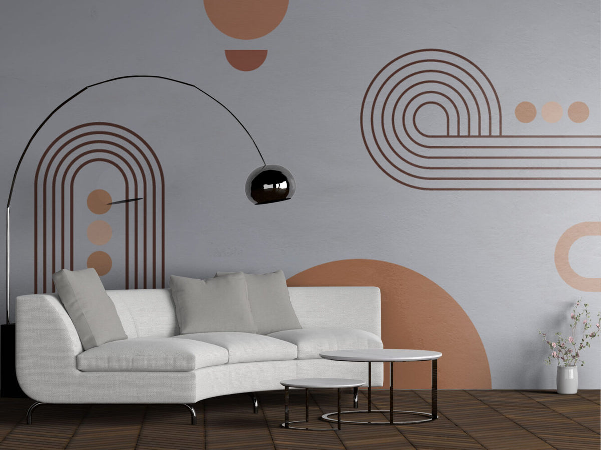 Terracotta Line Arches Wallpaper : Minimal Boho Shapes Mural - View 3