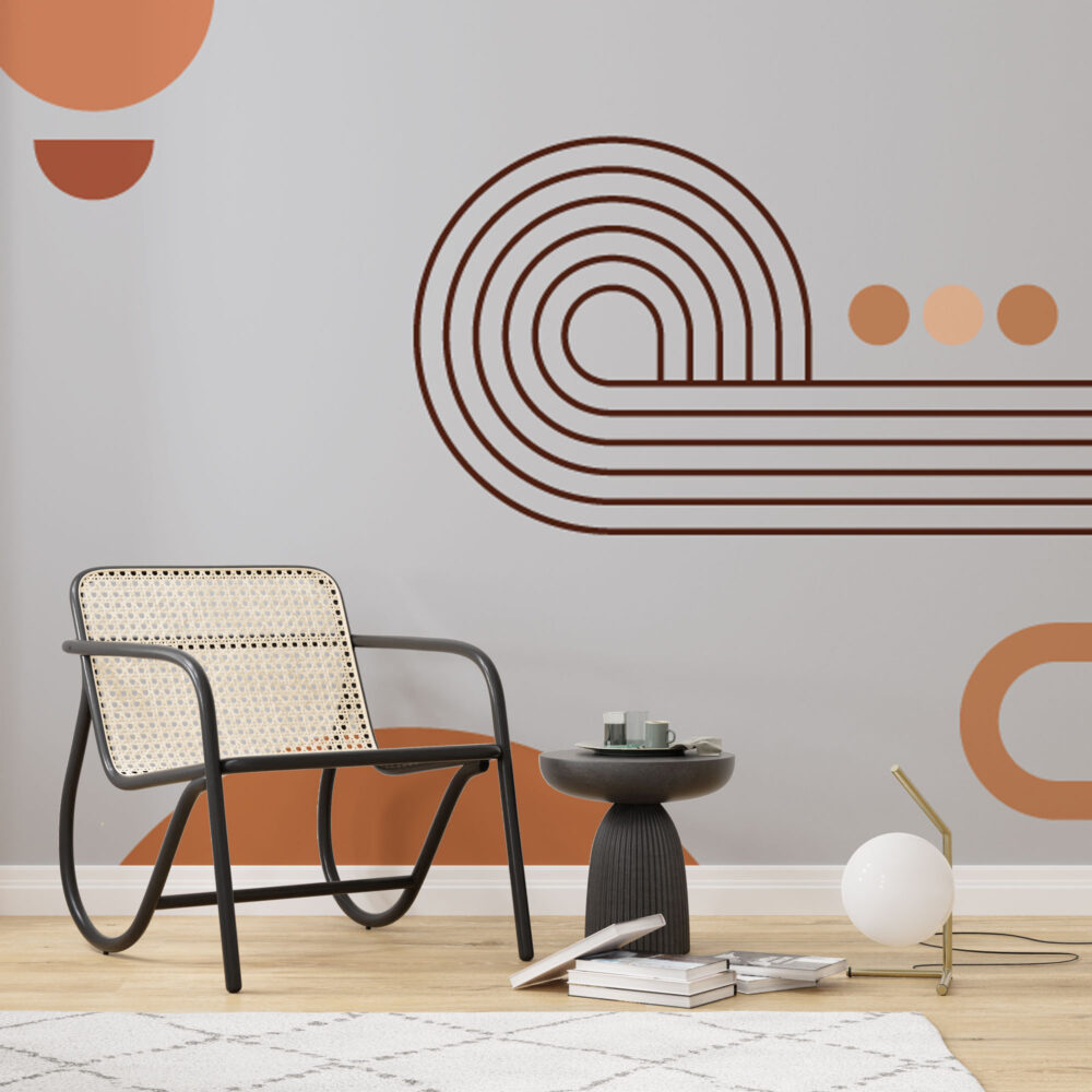 Terracotta Line Arches Wallpaper : Minimal Boho Shapes Mural