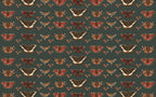 Vintage Butterfly Moth Wallpaper : Dark Green Specimen Pattern - flat design