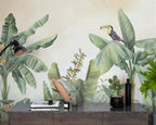 Banana Leaf Toucan Wallpaper : Tropical Animal Jungle Mural - View 4