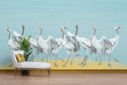 Blue Crane Wallpaper : Painted Red-Crowned Cranes Mural - View 6