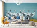 Blue Crane Wallpaper : Painted Red-Crowned Cranes Mural