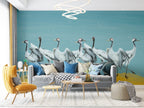 Blue Crane Wallpaper : Painted Red-Crowned Cranes Mural