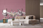 Pink Crane Wallpaper : Painted Red-Crowned Cranes Mural - View 5