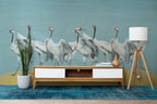 Blue Crane Wallpaper : Painted Red-Crowned Cranes Mural - View 4