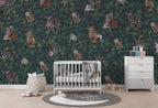 Dark Jungle Owl Wallpaper : Forest Animals Leaf Mural