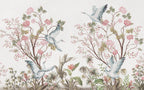 Heron Cherry Blossom Wallpaper : Pink Chinoiserie Bird Mural - View 2