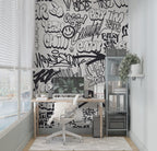 Black White Graffiti Wallpaper : Street Art Lettering Mural - View 4