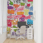 Colourful Graffiti Wallpaper : Neon Street Art Lettering Mural - View 3