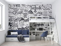 Black White Graffiti Wallpaper : Street Art Lettering Mural
