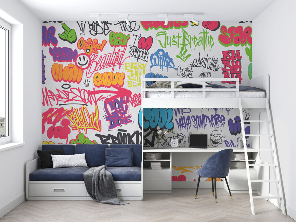 Colourful Graffiti Wallpaper : Neon Street Art Lettering Mural - View 5