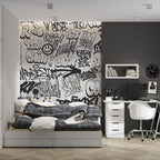 Black White Graffiti Wallpaper : Street Art Lettering Mural - View 6